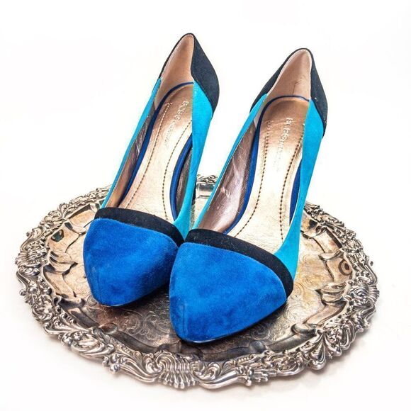BCBGeneration Blue Colorblock Suede Perries Pumps Heels Sz 7.5B - Picture 2 of 12